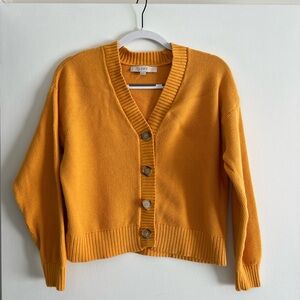 LOFT Women's Yellow Button-Up Cardigan